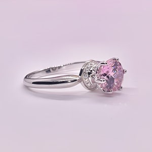 Pink Sapphire Silver Ring 1.25 Carat Pink Moissanite Engagement Ring