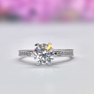 1.25 Ct Round Moissanite Ring: Sterling Silver Anniversary Promise Ring