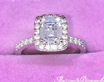 Radiant Cut 2 Carat Moissanite Diamond Engagement Promise Ring