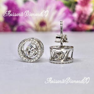 Halo Dancing Moissanite Stud Earrings: 925 Sterling Silver, Bridal Gift image 8