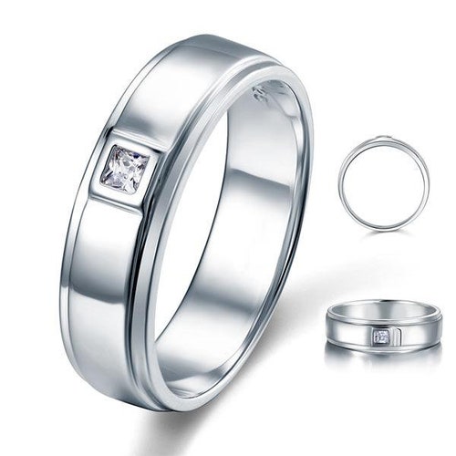 Men's Bezel Setting Moissanite Diamond Solid Sterling 925 Silver shops Ring