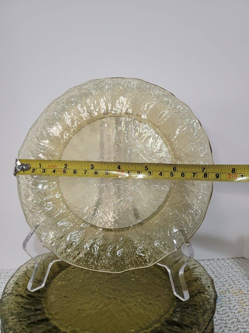 Vintage Recycled Glass Salad Plates Textured Wavy Edges Celery Etsy