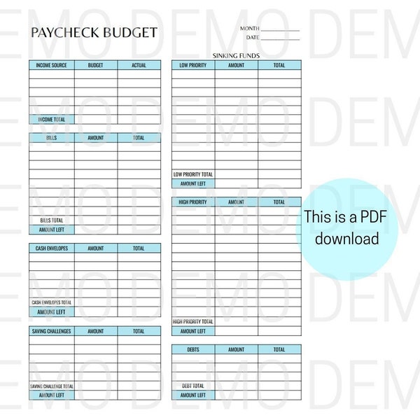 DIGITAL Paycheck Budget Breakdown | WEEKLY/BIWEEKLY