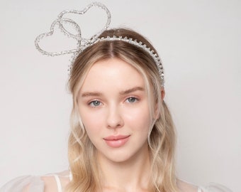 Statement Tiara Headband, Crystals Headpiece for Bachelorette, Bridal Shower, Engagement and Wedding After Parties, Silver Hair Jewelry