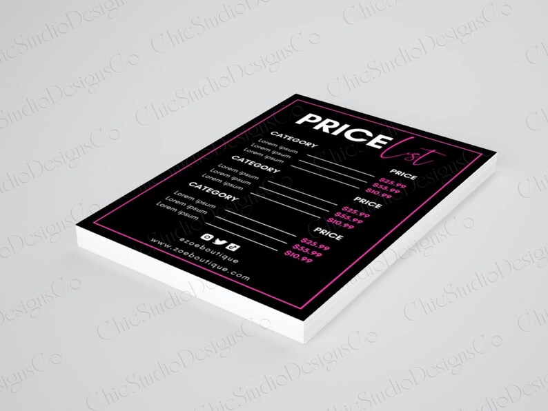 DIY Printable Price List Template Editable Pricing List - Etsy