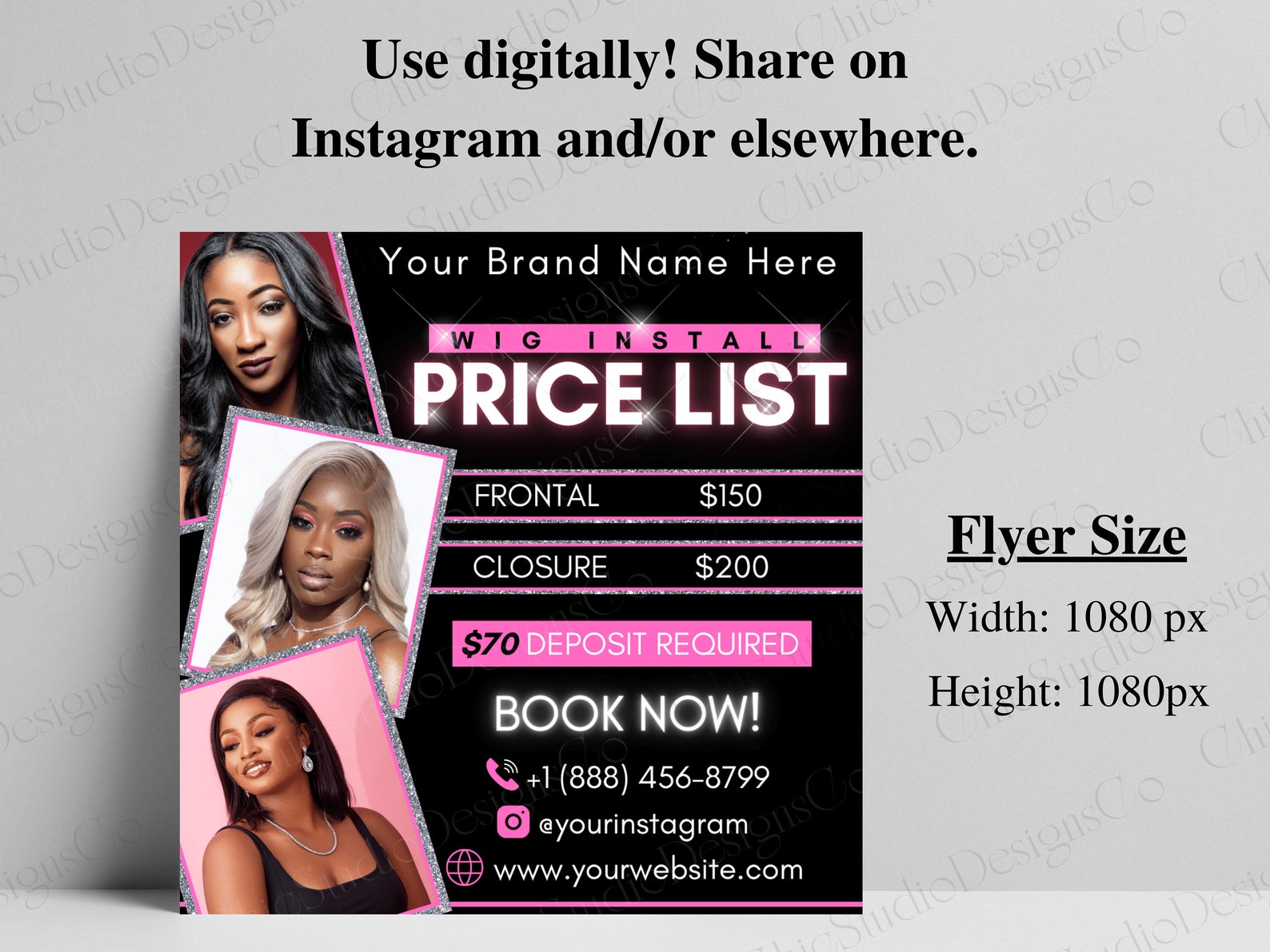 DIY Wig Install Price List Edit Yourself Wig Flyer Social Etsy