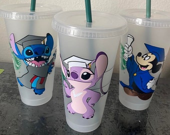 Mickey Mouse Graduation Cup/ Stitch Graduation Starbucks cup / Angel Alien Graduation Cup / Disney Graduation Gifts