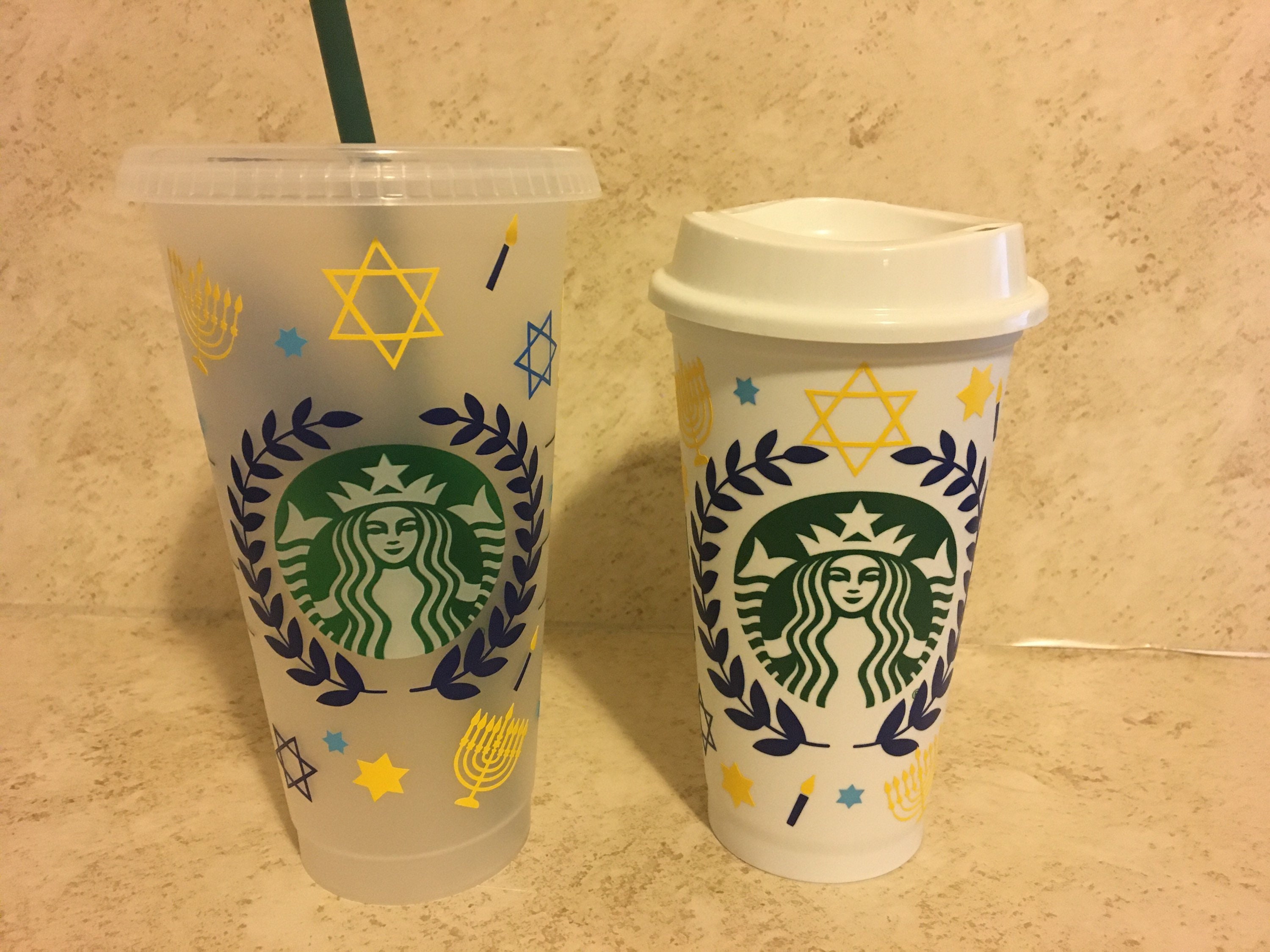Hanukkah Starbucks Cup: Shalom Coffee Travel Mug - Hot or Cold