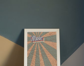 Music Vintage Wall Art, Digital print, Downloadable prints, Printable wall art, Living Room Print