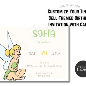 Pas je verjaardagsuitnodiging met Tinker Bell-thema aan met Canva