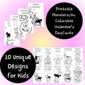 Druckbare Monsters, Inc. Valentinstagskarten - 10 lustige Designs für Kinder
