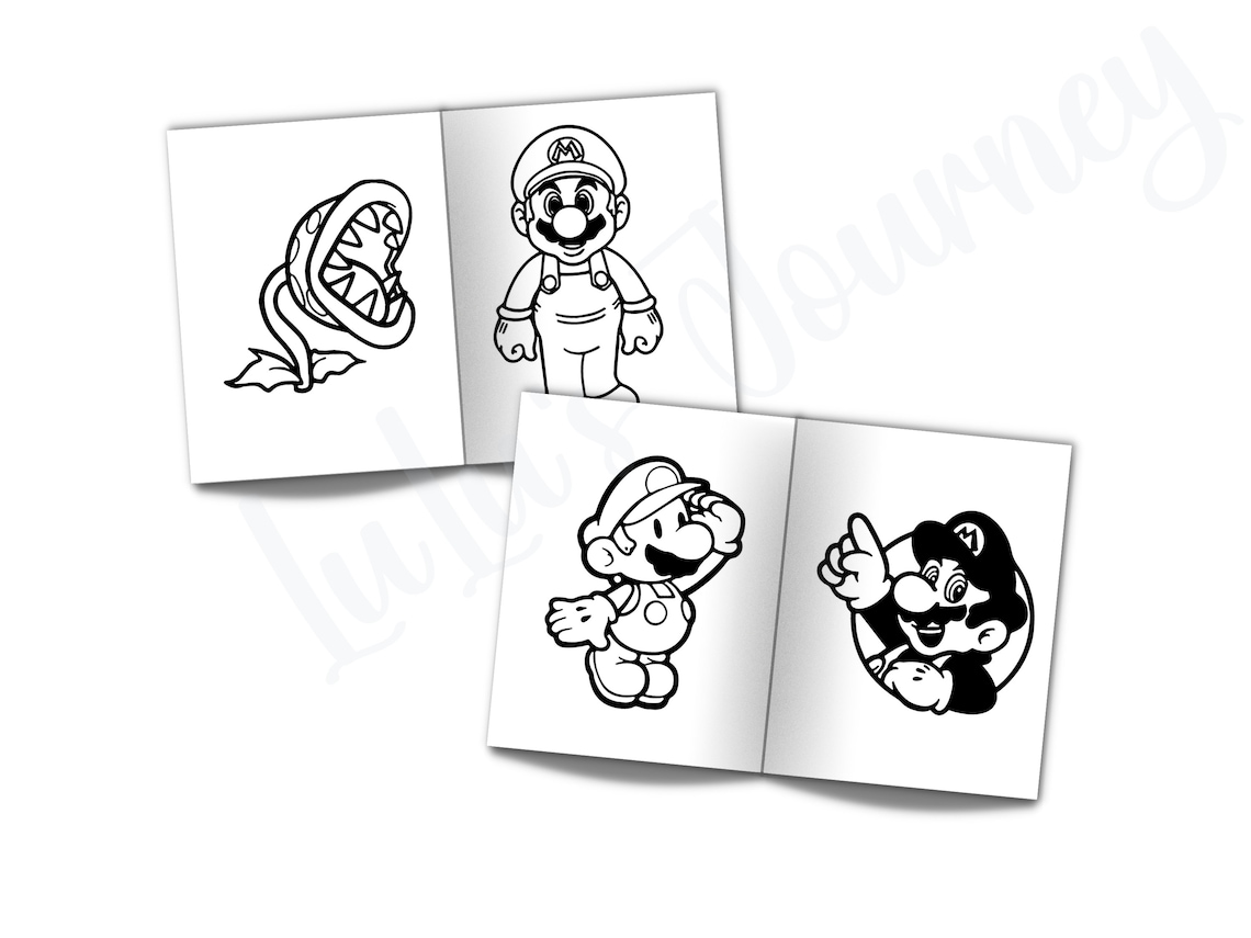 Editable Super Mario Bros Coloring Pages for Canva - Etsy
