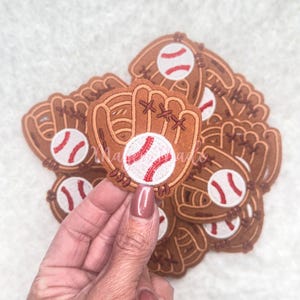 Baseball In Glove Iron On Embroidered Patch