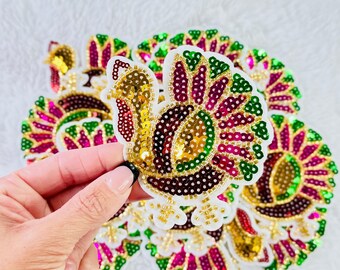 Colorful Turkey Sequins Patch