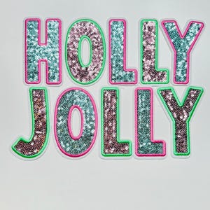 Pinker Holly Jolly Pailletten Aufnäher