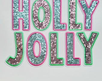 Patch rose Holly Jolly à sequins
