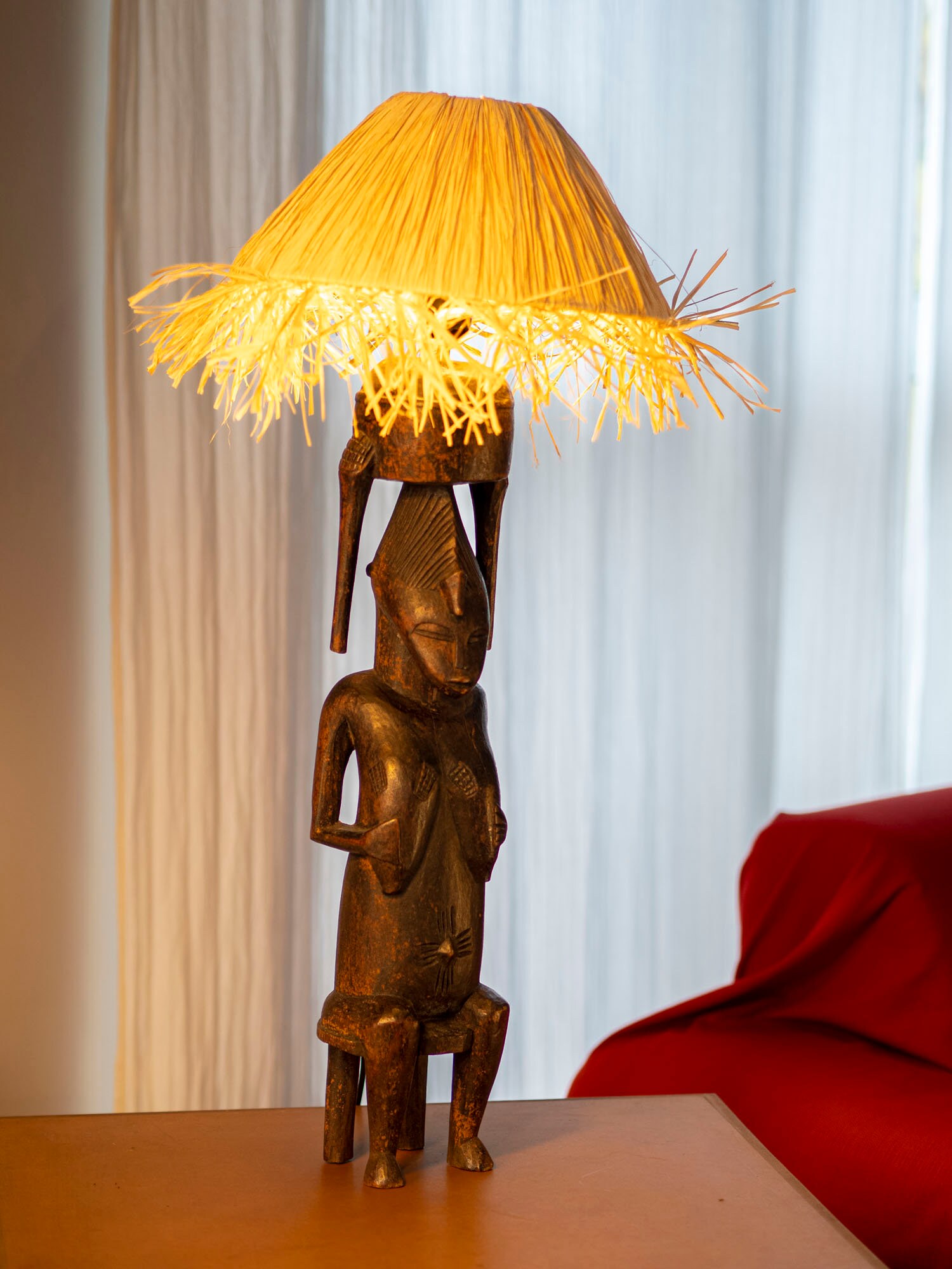 Lampe Ethnique Statuette Africaine