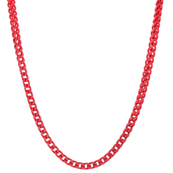 5 mm Red Acrylic Necklace for Men / Thin Franco Chain / Stainless Steel Necklace / 22 to 30 Inch Necklace / Lobster Claw Necklace