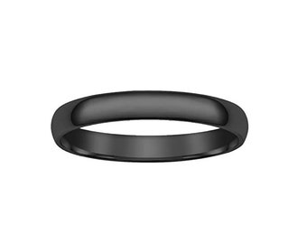 Black Zirconium Band Ring for Men / Classic Band Ring / Black Ring for Him / 3 MM Wide Ring / Ring Size 7 to 12