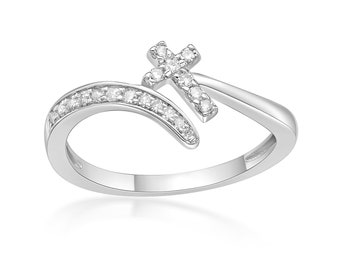Christian Faith Purity Ring for Women / 925 Sterling Silver Ring / Natural Diamond Promise Ring / Engagement Band Ring Size 5 to 9