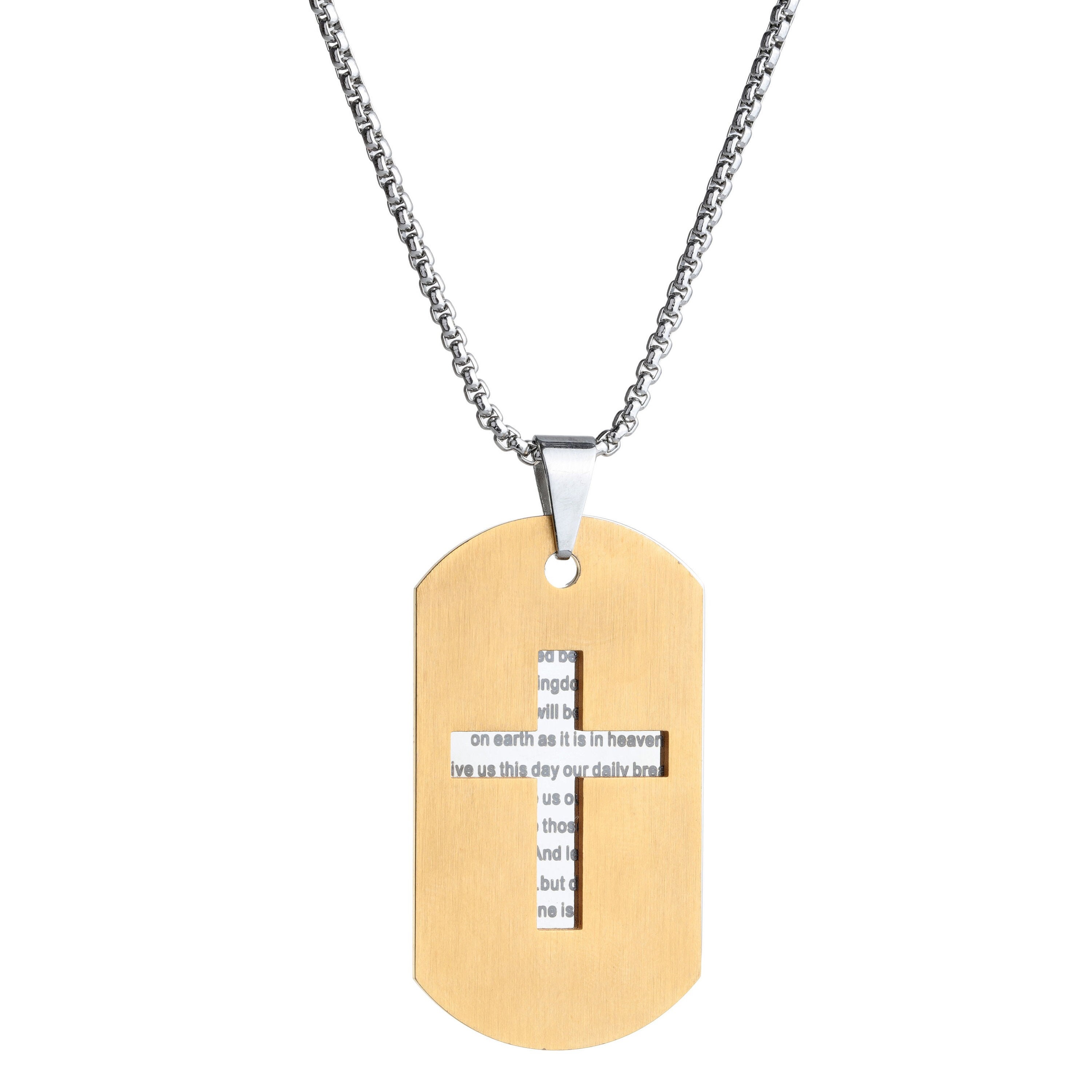 Mens Gold Color Lord's Prayer & Crucifix Jesus Piece Christ Dog Tag Pendant 24"inch Miami Cuban Chain Hip Hop Necklace – Buy The Best Products In The Online Store - Foto 6