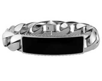 25 Carat Black Onyx Bracelet for Men / Stainless Steel Bracelet / Black Onyx Bracelet / 8.5 Inches Long Bracelet / Fold Over Clasp Bracelet