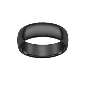 Black Zirconium Band Ring for Men / Classic Band Ring / Black Ring for Him / 6 MM Wide Ring / Ring Size 7 to 12