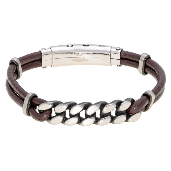 Brown Genuine Leather Braided Bracelet for Men / Adjustable Bracelet / 8.5 Inches Long Bracelet / 10 mm Wide Bracelet / Push Lock Bracelet