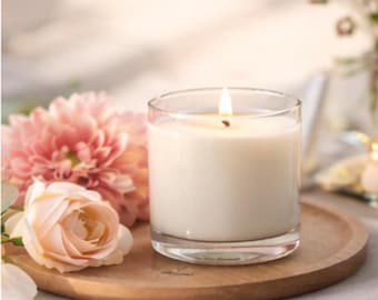 Coconut Wax Candle| Hand-Poured + Clean Burning | Choose Your Scent | Non-Toxic + Vegan | Clear Glass Jar