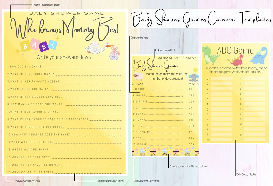 10 Baby Shower Games, Baby Shower Game Bundle, Baby Shower Games