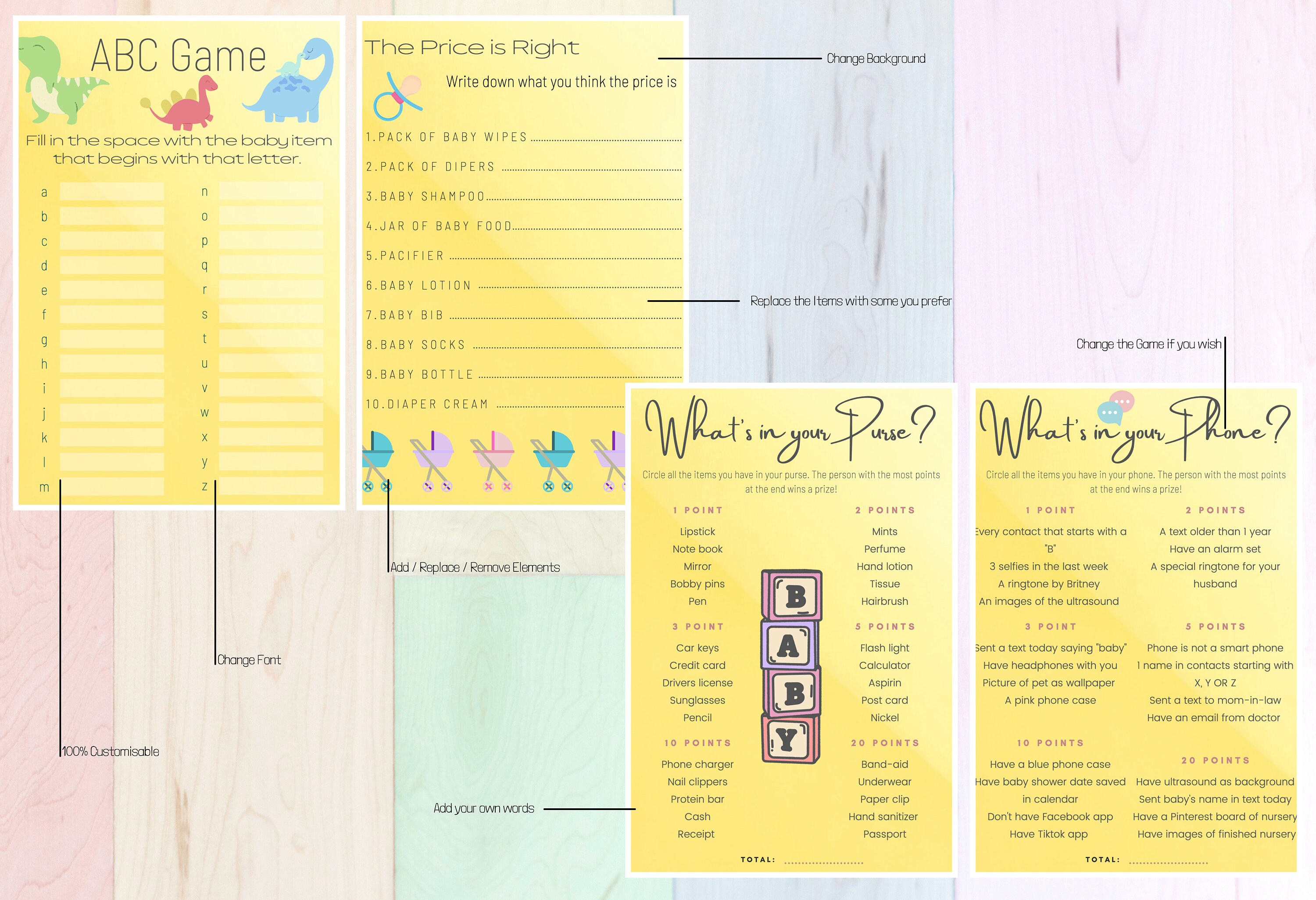 10 Baby Shower Games Baby Shower Game Bundle Baby Shower Etsy