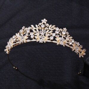 Rose gold Bridal tiara gold Wedding crown Rhinestone Silver crystal tiara Vintage style wedding tiara Bridal headband Hair headpiece Jewelry Gold