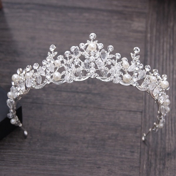 Wedding Silver crown, Swarovski crystal Rose Gold tiara, Bridal tiara, crystal Birthday Party tiara,crown,Luxury Flower Girl Hair Tiara Gift