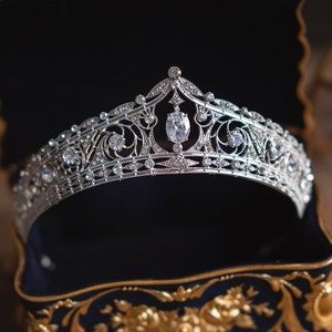 Diadème de mariée en cristal Swarovski argenté, casque de mariage, diadème en strass, diadème de première communion, diadème de fille de fleur de luxe mariée, mariage Tiara 3