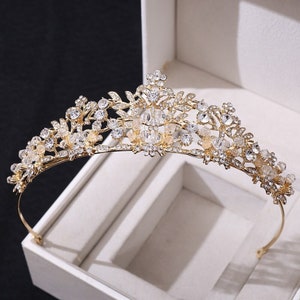 Rose gold Bridal tiara gold Wedding crown Rhinestone Silver crystal tiara Vintage style wedding tiara Bridal headband Hair headpiece Jewelry image 8