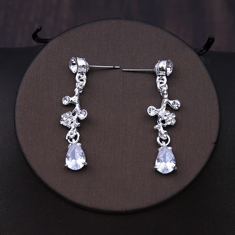 Bridal Tiara Set Silver Crown Set Silver Crystal Tiara Set Earrings Necklace Wedding Set Crystal Jewelry Headwear Cz Tiara Gift Her image 9