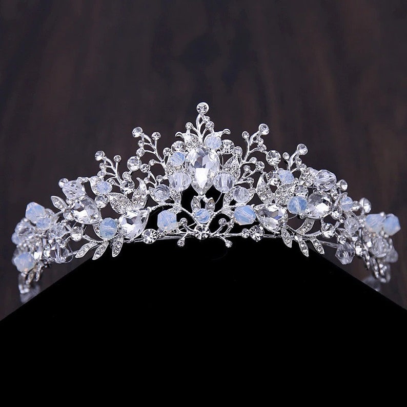 Bridal Tiara Set Silver Crown Set Silver Crystal Tiara Set Earrings Necklace Wedding Set Crystal Jewelry Headwear Cz Tiara Gift Her Tiara Only