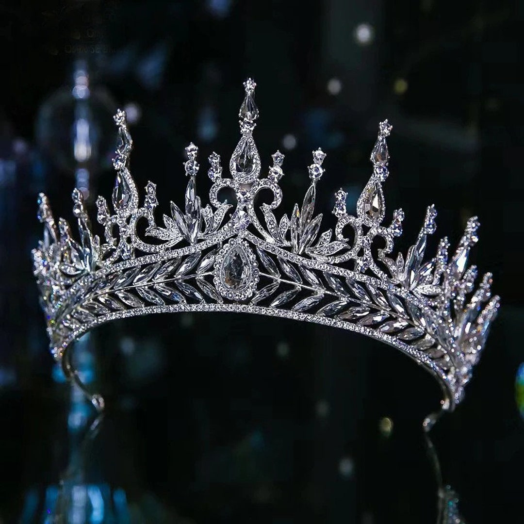 Silver Headpiece Tiara Baroque Crown Vintage Crystal Luxury - Etsy