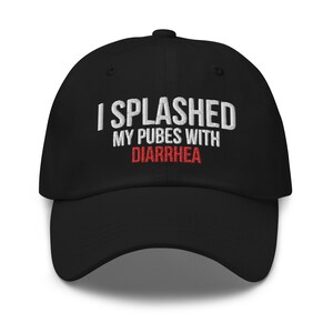 Diarrhea Splashed Pubes Hat, Embroidered dad hat, Funny joke meme hat, Offensive Hat, Funny gift for him, Adult Gift Ideas, Rude Gifts, Joke