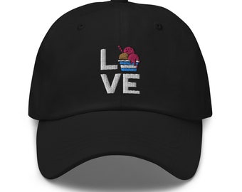 Love Ice Cream, Ice Cream Hat, Sundae Hat, embroidered hat, baseball cap, baseball hat, embroidered cap, dad hat, dad cap, trucker cap,