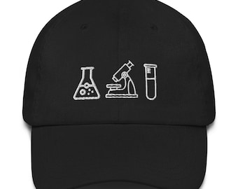 Wetenschapshoed, cadeau wetenschapper, cadeau wetenschap, cadeau wetenschap leraar, scheikunde hoed, scheikunde cadeau, cadeau scheikundige, geborduurde hoed, baseballpet,