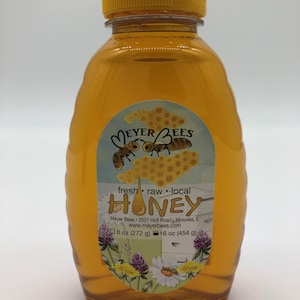 Meyer Bees local raw wildflower honey 1 lb container