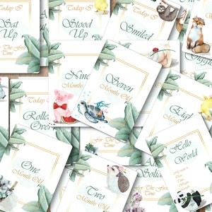 32 cartes d'étape imprimables pour bébé, bébés animaux, cadeau de naissance, souvenir de bébé, cartes d'étape, sexe neutre, téléchargement instantané.