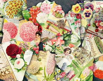 10 sobres botánicos vintage – Descarga instantánea, imprimible, artesanía de papel, efímera botánica, jardín antiguo