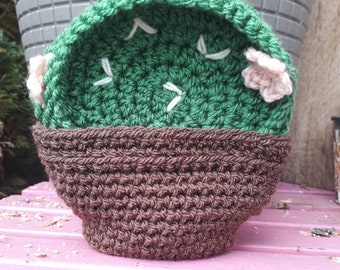 Handmade crochet cactus coasters and pot, 4 included.