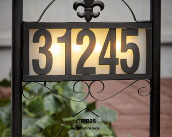 Solar Sign LED House Plaque Lamp Stainless Door Plate Number Light Address Stake