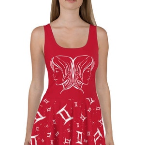 Gemini Inspired Skater Dress Red