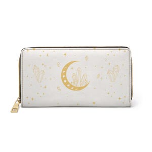 Moon Goddess Wallet w/ Crescent, Crystals, and Stars, Personalization Available