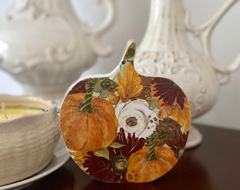 Oogsthoutpompoen | Herfst pompoen decor | Herfstdecor | Herfstdecor voor binnen | Pompoendecor | Handgemaakt | Aangepast teken | Hangende decoratie