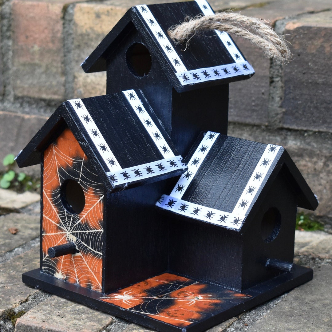 Halloween Birdhouse Three Sided Birdhouse Large Birdhouse Halloween